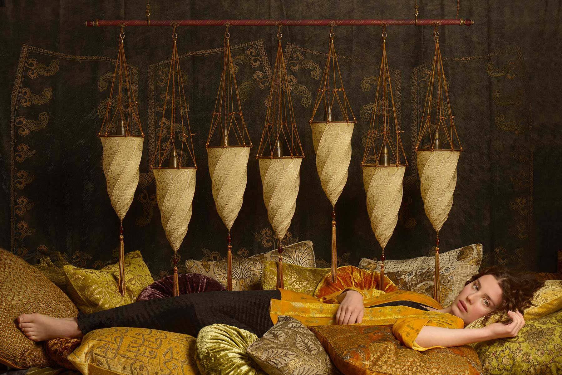 lamps silk Cesendello on a rod and cushions