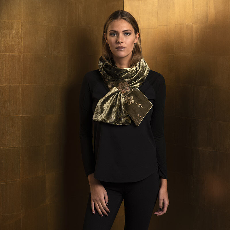 Furrowed & Printed velvet scarves