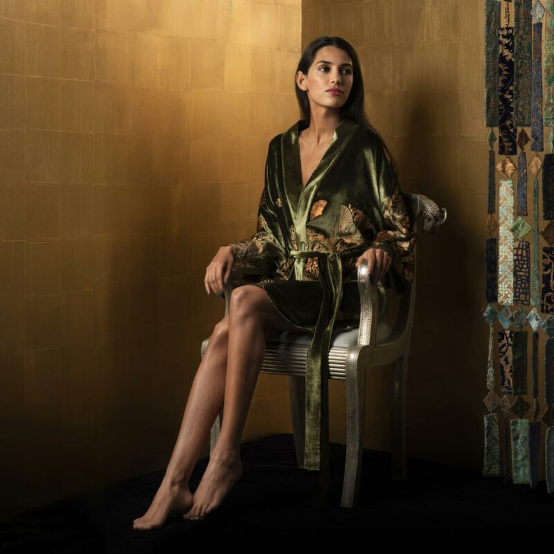  printed velvet short evening coat