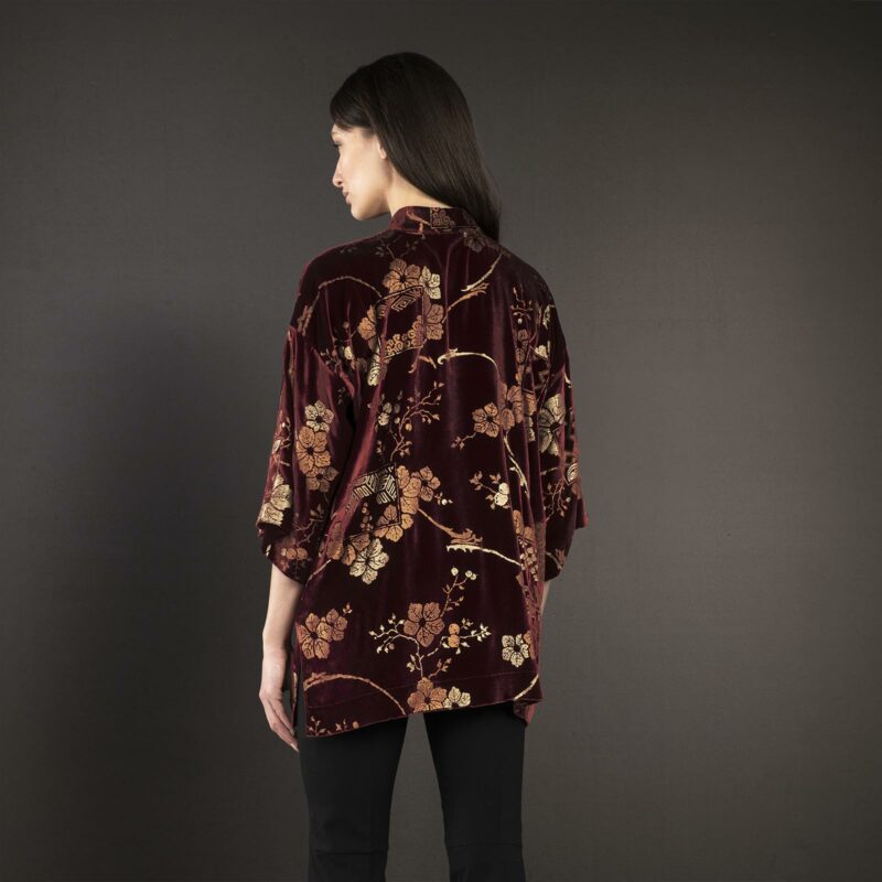 Cecilia | Printed velvet Mandarin Collar Jacket | Riassunto Ruby