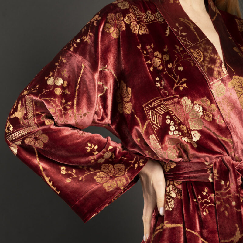 Isabel | Printed velvet Kimono Coat | Riassunto Ruby