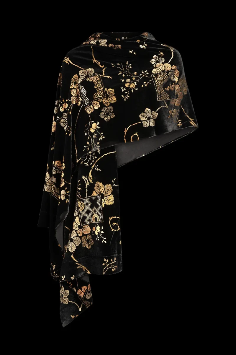 Printed velvet shawl | Riassunto Black