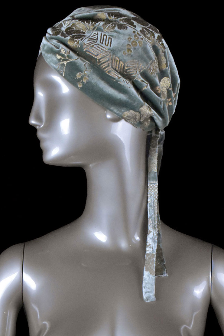 Printed velvet turban | Riassunto Jade