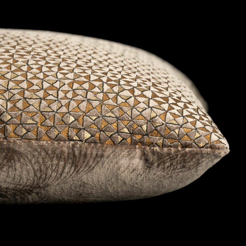 Printed velvet square cushion | Alessandrino Taupe - Image 3