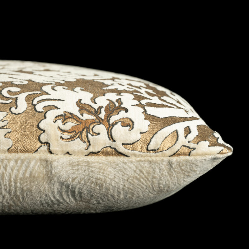 Printed velvet square cushion | Barbarigo Ivory - Image 3