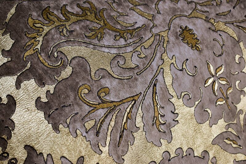 Delphos printed velvet cushion detail