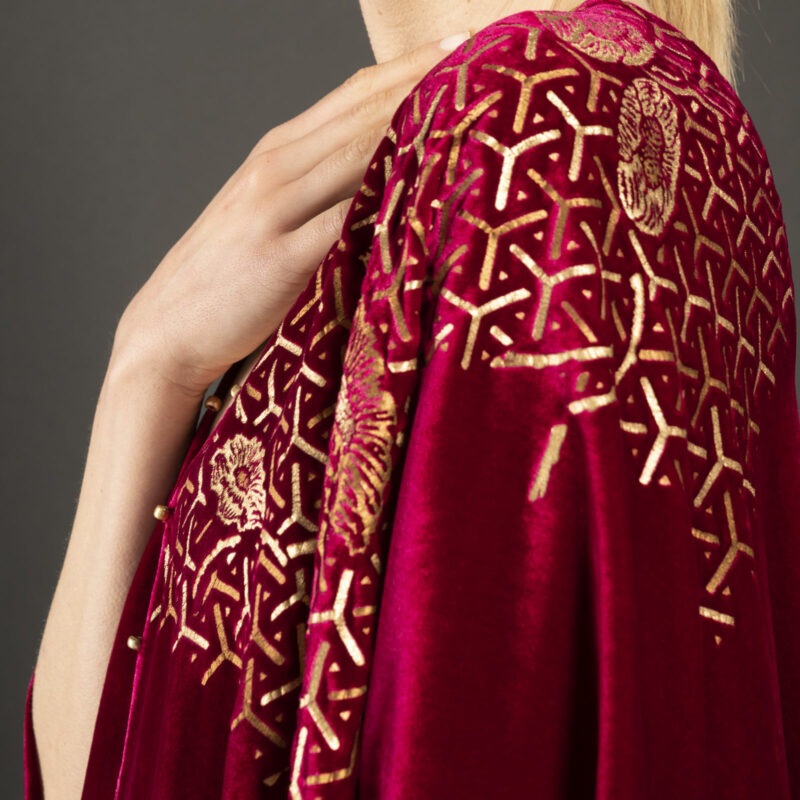 Helena | Printed velvet Short evening coat | Japan Magenta