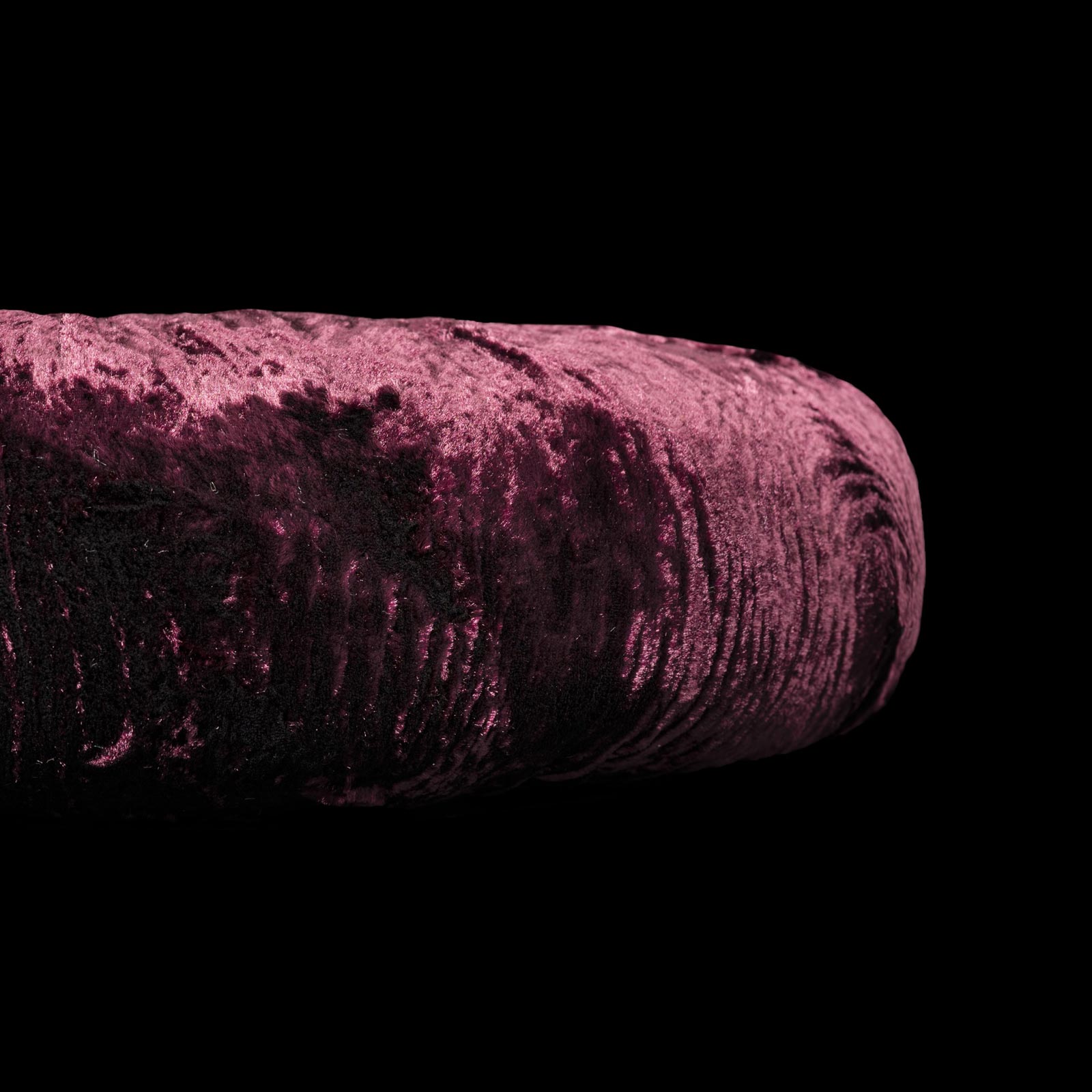 Cojín redondo berenjena de terciopelo fruncido - Imagen 2