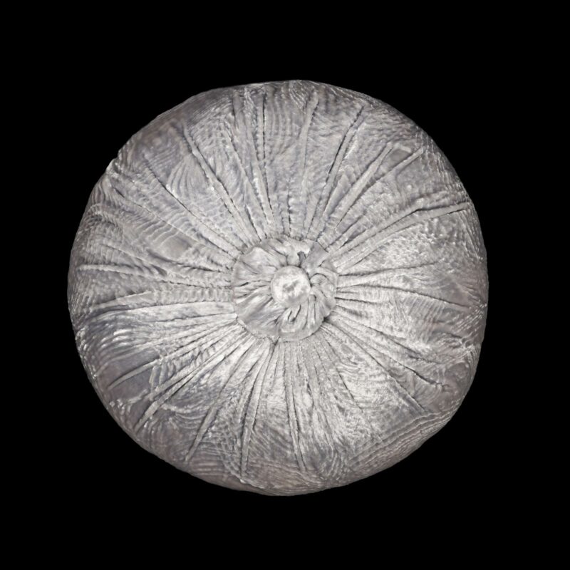 Furrowed velvet round taupe cushion