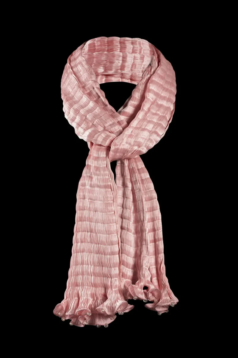 Pleated silk scarf | Powder Pink