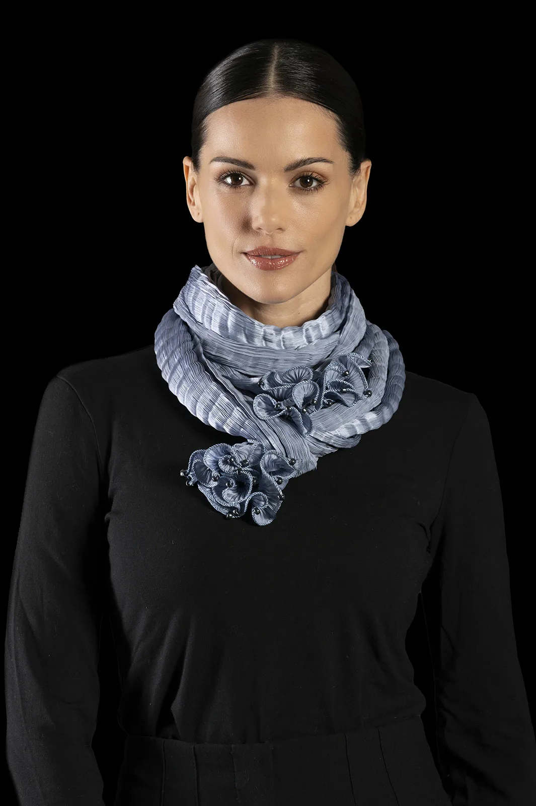 Pleated silk scarf | Candy blue