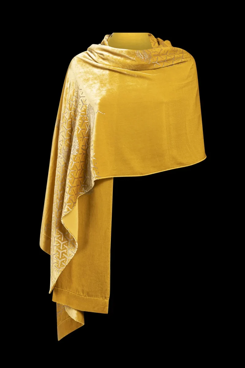 Printed velvet shawl | Japan Yellow