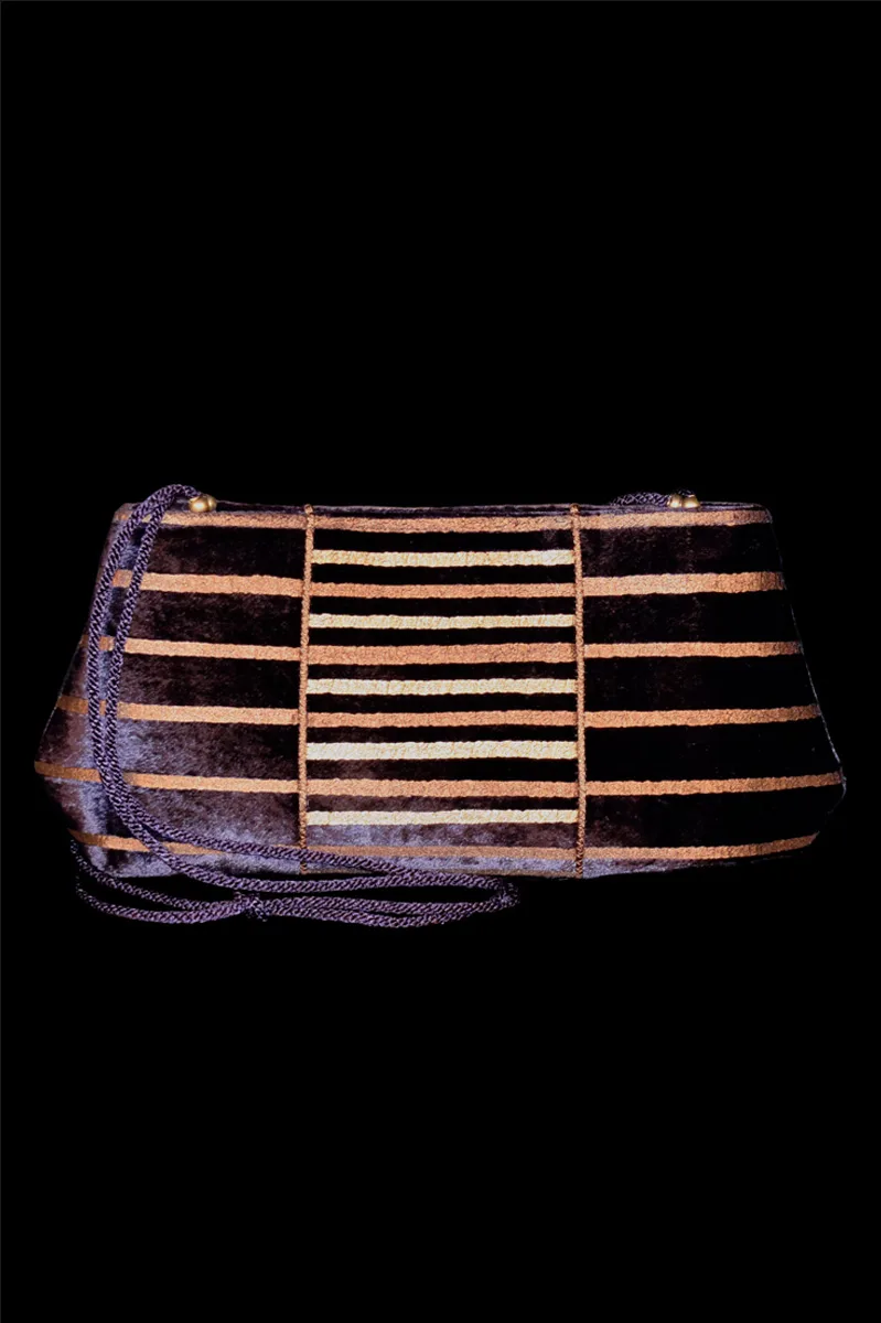 Pochette velvet bag | Righe Purple