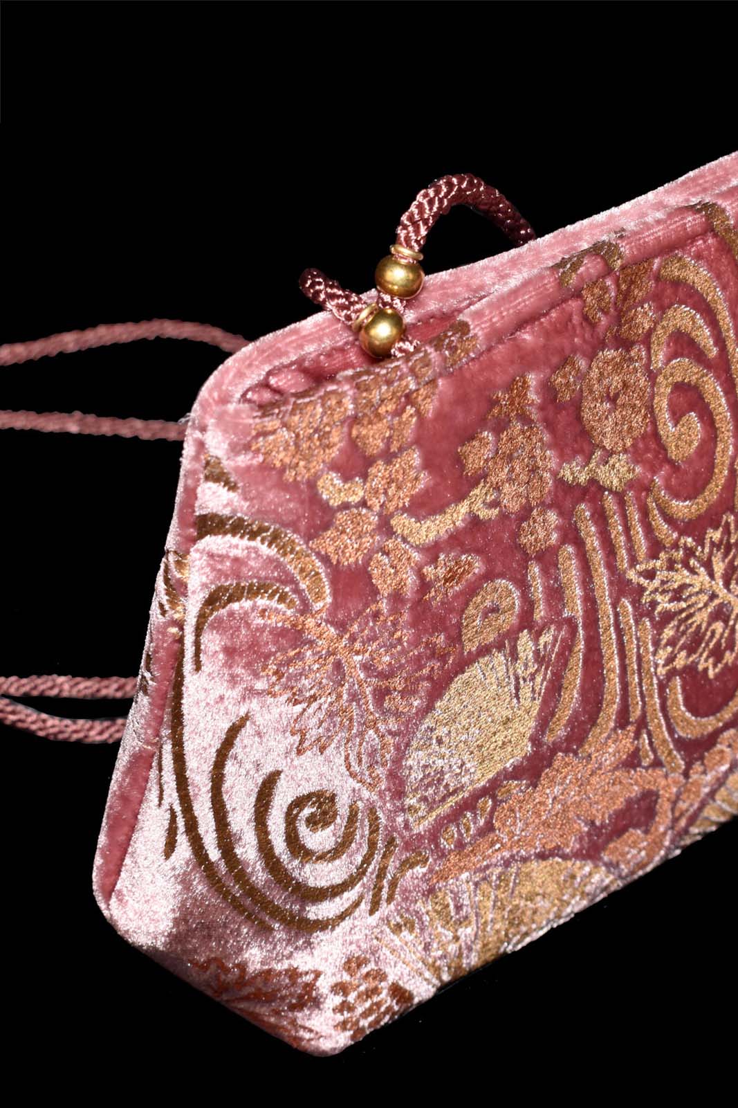 Pochette velvet bag | Ventagli Antique Pink - Image 2