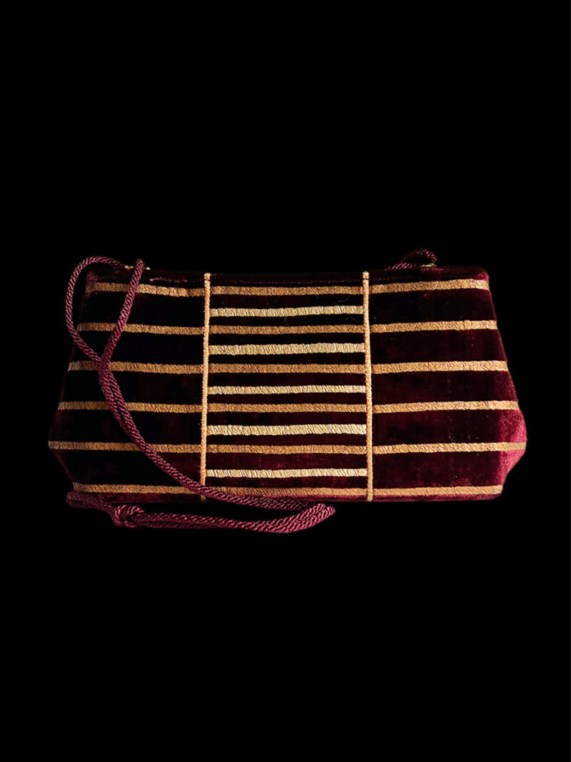 Pochette velvet bag | Righe Bordeaux