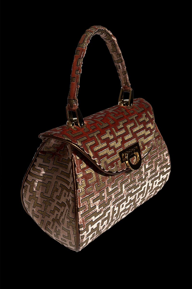 Felze velvet bag | Labirinto Orange — back view