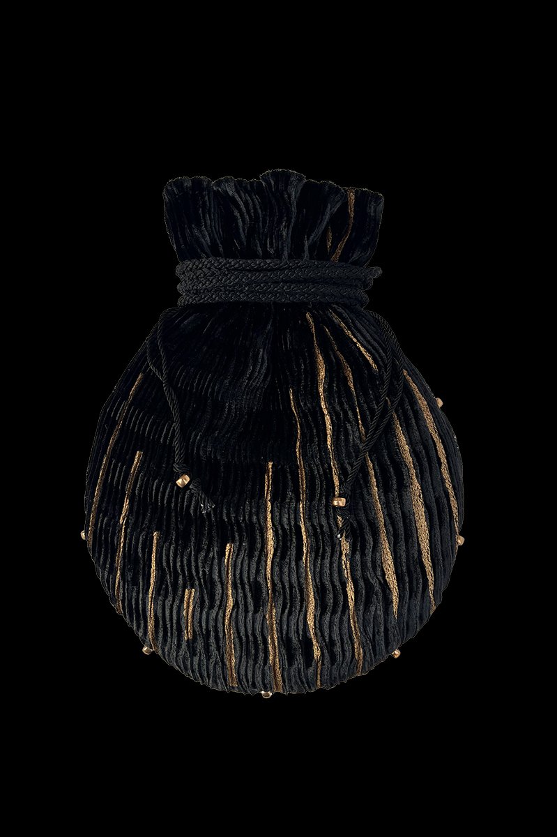 Praline velvet bag | Righe Black
