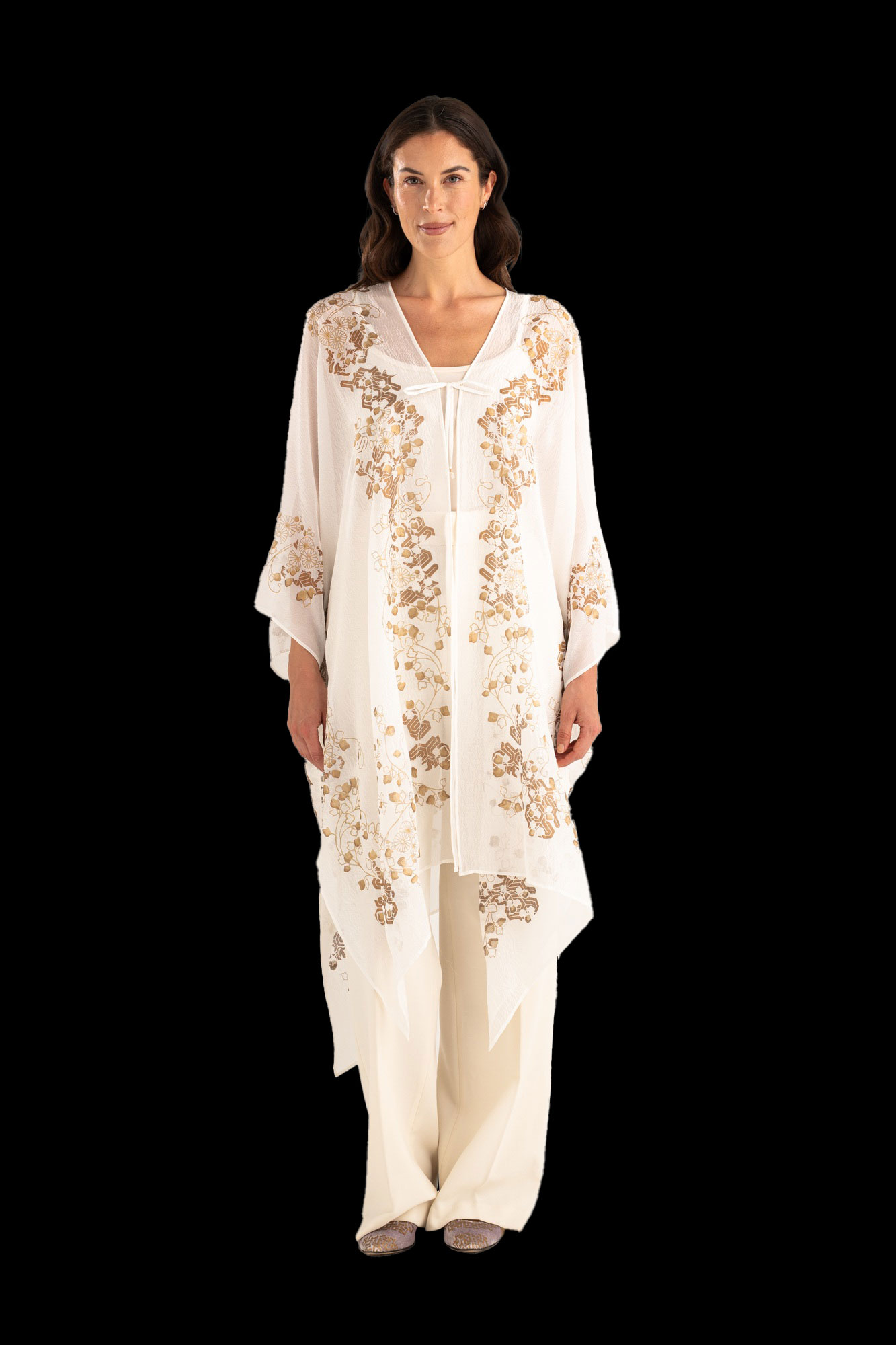 Esther Evening Coat in Crepe Georgette | Ramage White