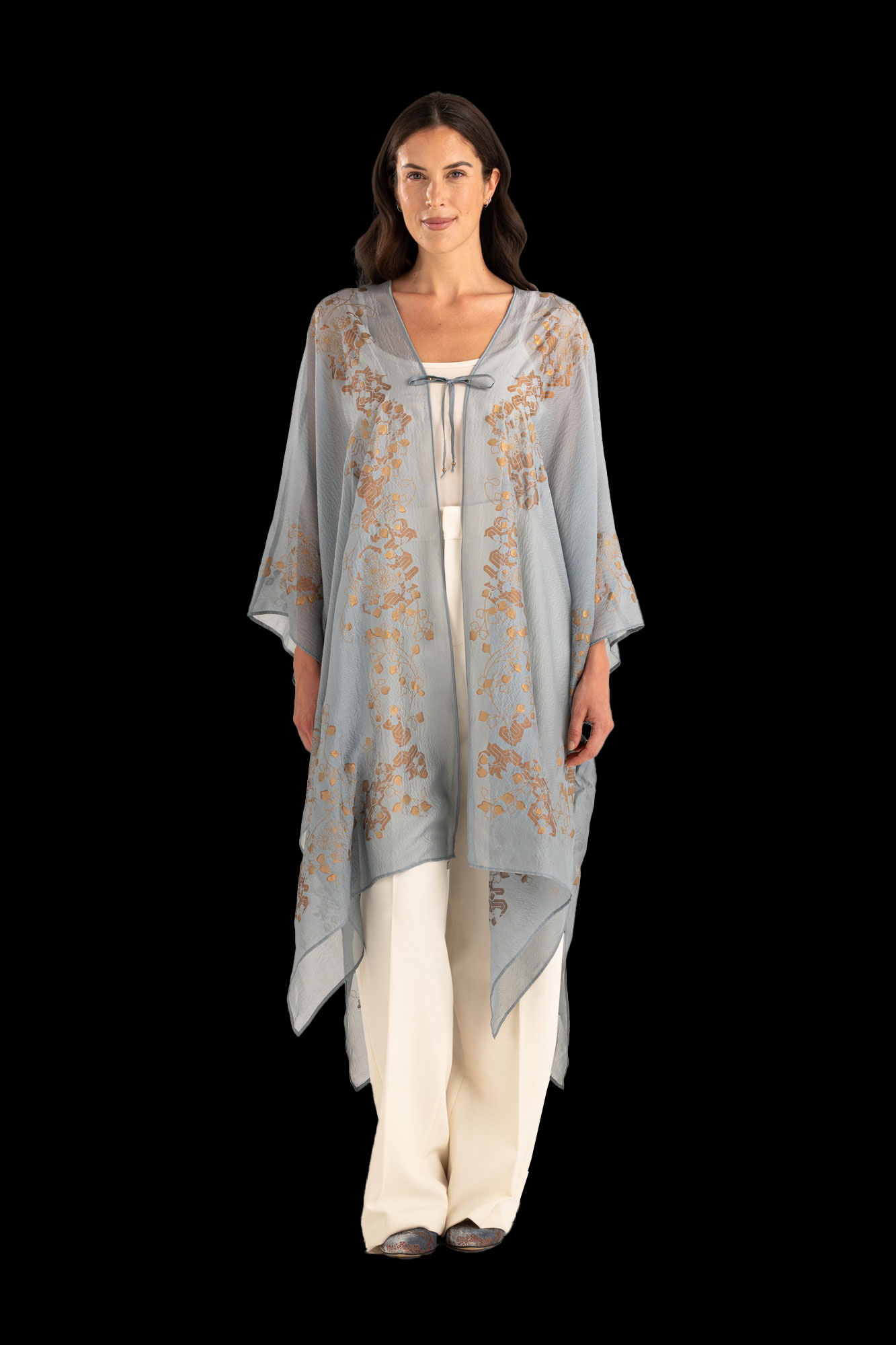 Esther Evening Coat in Crepe Georgette | Ramage Candy Blue