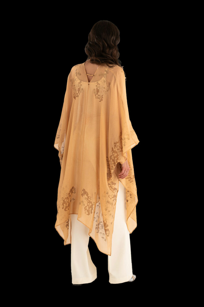 Esther Evening Coat in Crepe Georgette | Ramage Light Biscuit