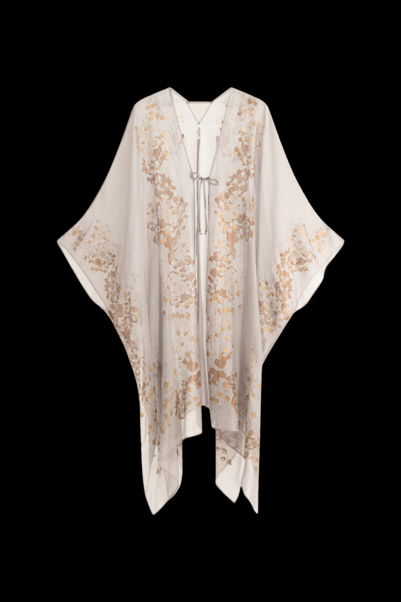 Esther Evening Coat in Crepe Georgette | Ramage Taupe