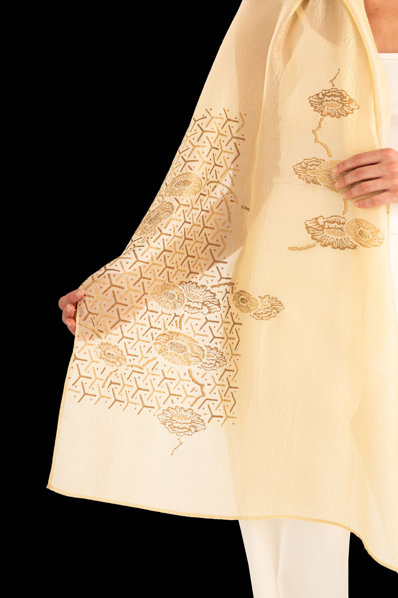 Crepe Georgette Shawl | Japan Beige