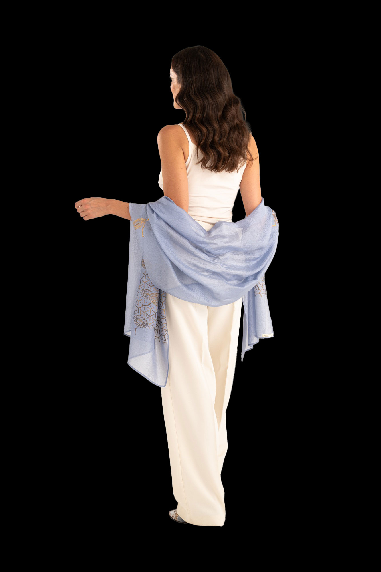 Crepe Georgette Shawl | Japan Pervinca