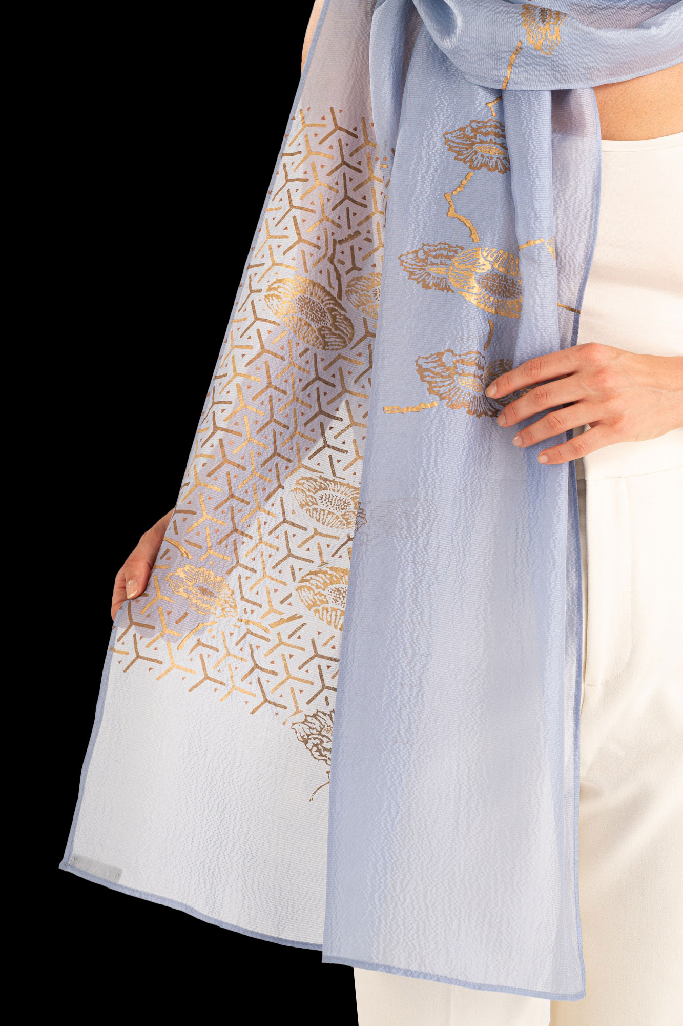 Crepe Georgette Shawl | Japan Pervinca