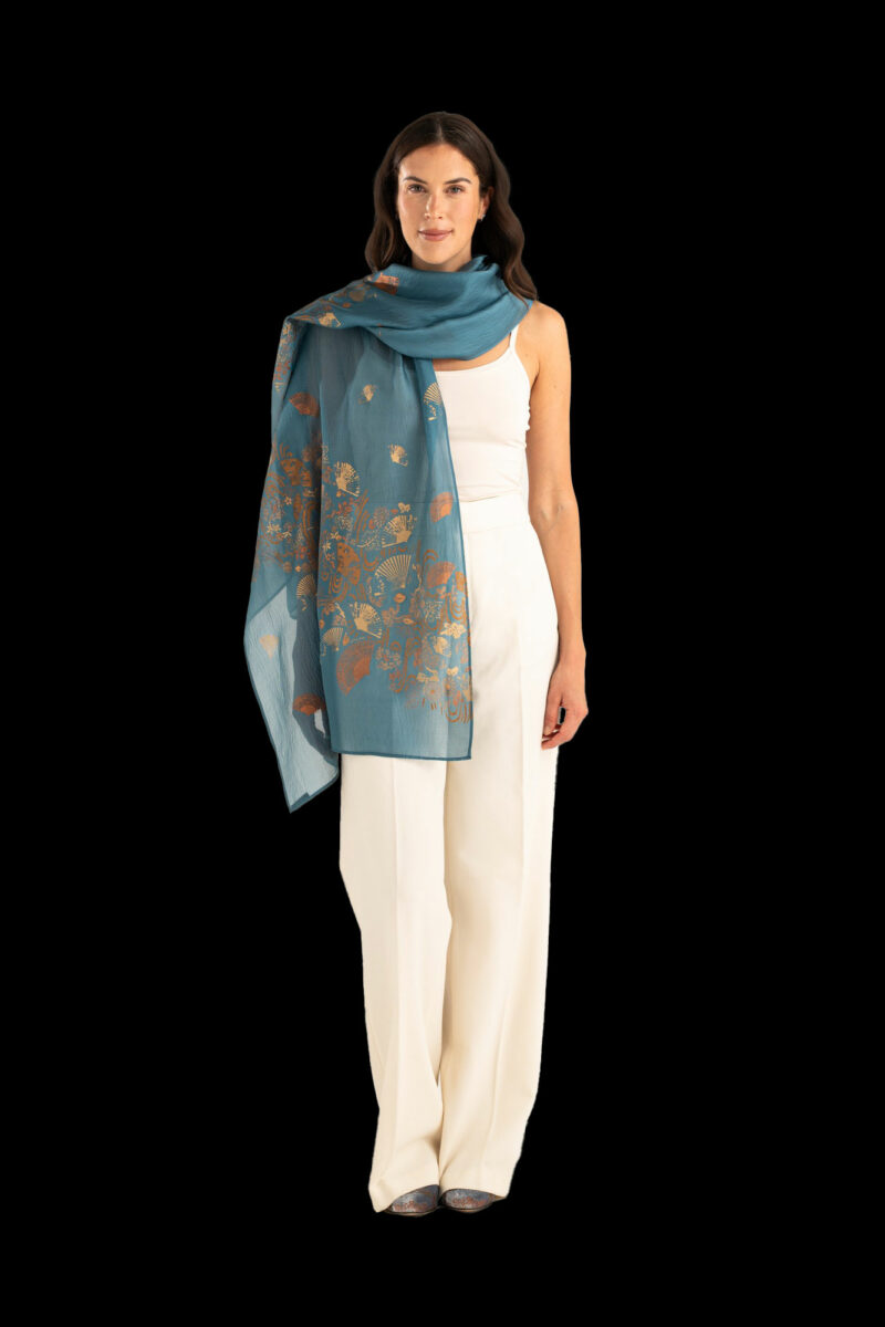 Crepe Georgette Shawl | Ventagli Light Teal