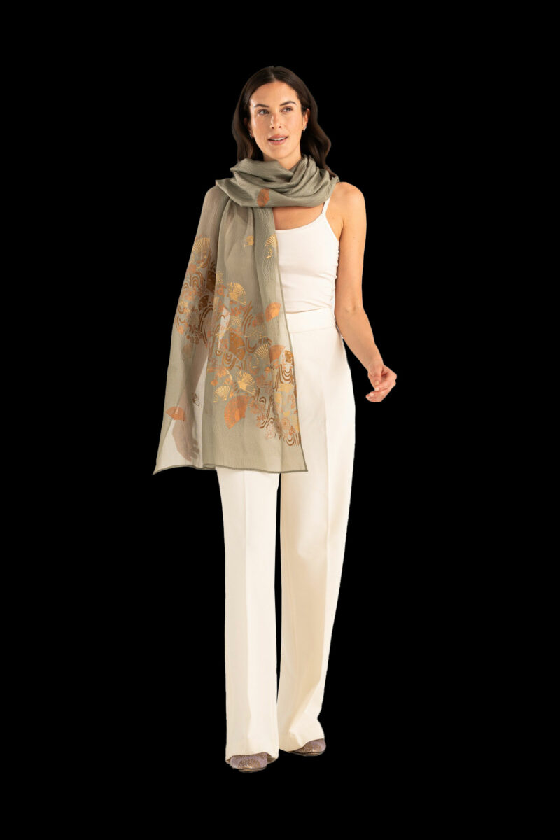 Crepe Georgette Shawl | Ventagli Sage Green