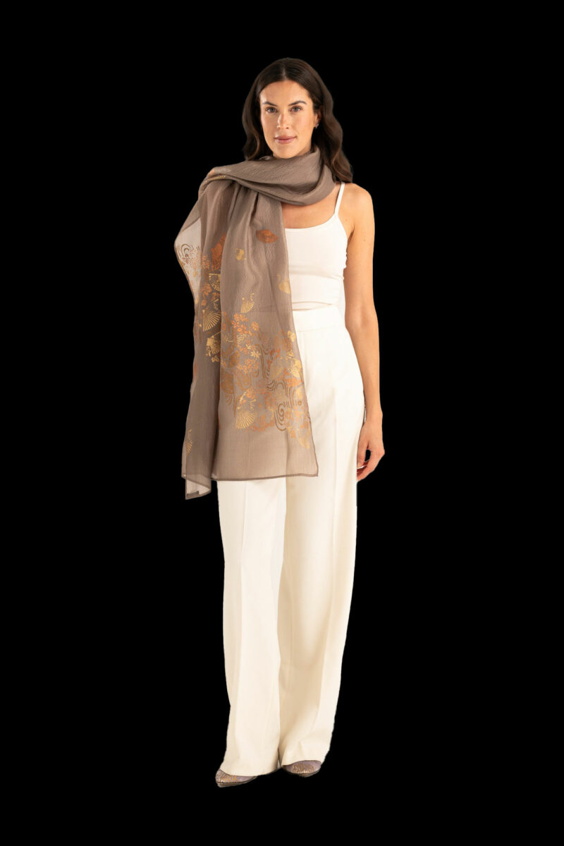 Crepe Georgette Shawl | Ventagli Marron Glacé